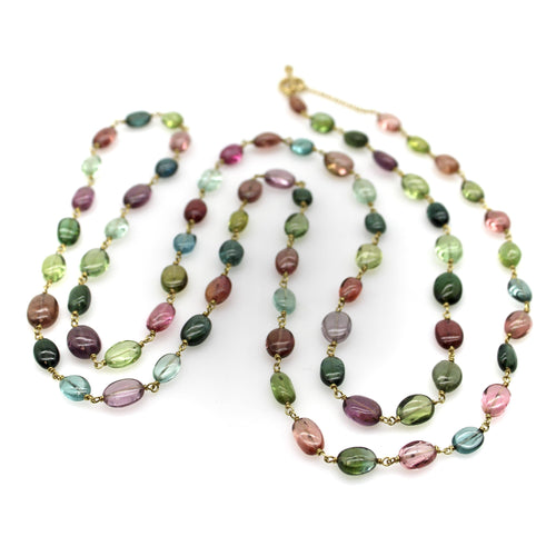 Collier Collier Syna en or 18 carats avec perles de tourmaline multicolores 58 Facettes A20070