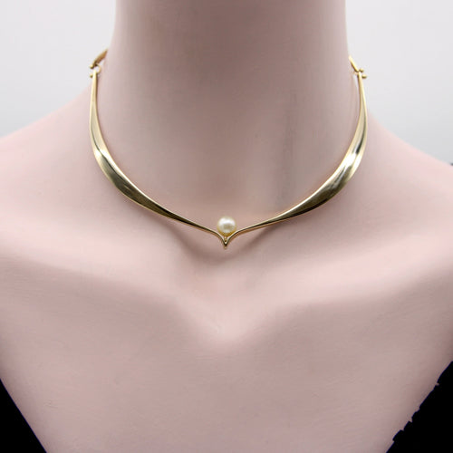 Collier Collier en or jaune avec perle 58 Facettes