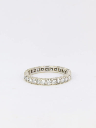 Bague 63 Alliance américaine en or blanc et diamants 2.24 ct 58 Facettes J48