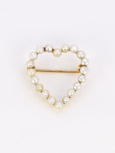 Broche Broche ancienne coeur perles fines or jaune 58 Facettes 1102.5