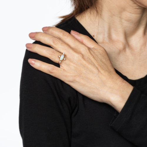 Bague 49 Bague antique victorienne en or jaune 14 carats avec opale et diamant 58 Facettes G13910