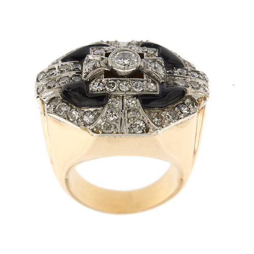 Bague 56 Bague Art Déco en or rose et or blanc, diamants 58 Facettes 27855