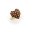 Bague vintage en or jaune avec cœur pavé de grenats