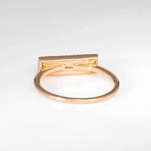 Bague Bague diamant opale East West, taille 7, bijoux fins Estate, anneau en or rose 14 carats 58 Facettes G13852