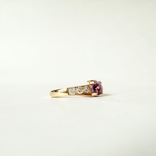 Bague or jaune Améthyste et diamants