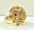 Bague 53 Bague - Bague multifleurs en or jaune et saphirs, rubis, diamants 58 Facettes AB671