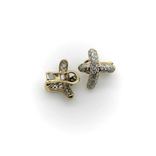 Boucles d'oreilles Boucles d'oreilles vintage en or jaune 14 carats avec pavé de diamants 58 Facettes A20018