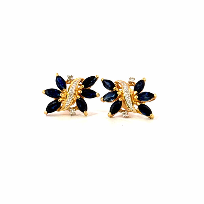 Boucles d'oreilles Or Jaune 18k Topazes et Diamants