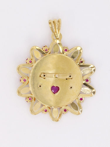 Pendentif Pendentif or jaune rubis "Il bat pour toi" grand modèle 58 Facettes 1190.4