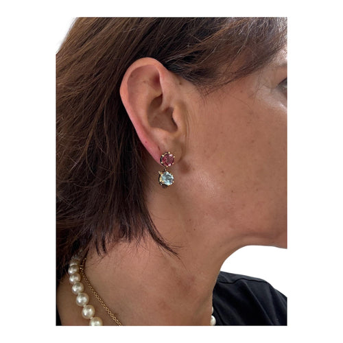 Boucles d'oreilles Gucci - Boucles d'oreilles tête de chat en or et pierres précieuses Le Marche des Marseilles 58 Facettes