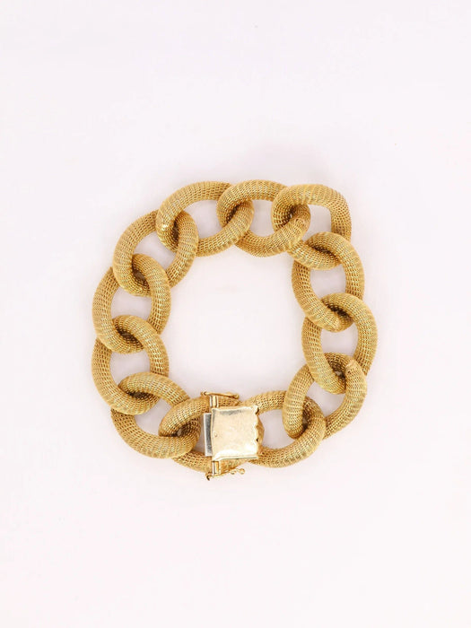 Bracelet Bracelet or jaune maillons texturés ovales 58 Facettes 1031.1