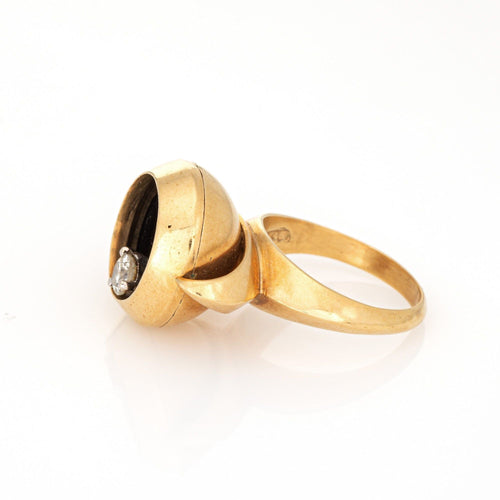 Bague 49 Bague Spinner Castelo c1976 vintage en or jaune 18 carats et diamants 58 Facettes G14028