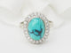 Bague 56 Bague pompadour en or blanc, diamants et Turquoise en cabochon 58 Facettes 33204