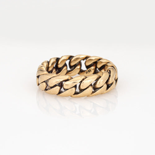 Bague Bague vintage à maillons cubains, taille 6, anneau vintage de 6 mm, or jaune 14 carats, empilable 58 Facettes G13970