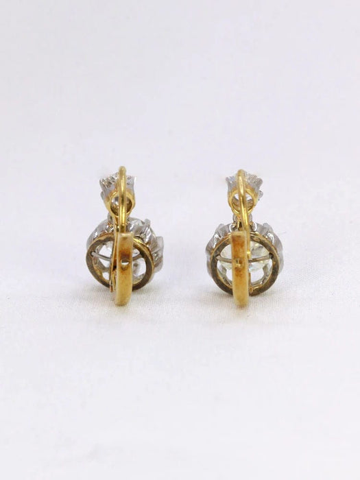 Boucles d'oreilles Dormeuses anciennes or diamants taille ancienne 2,2 ct 58 Facettes J327