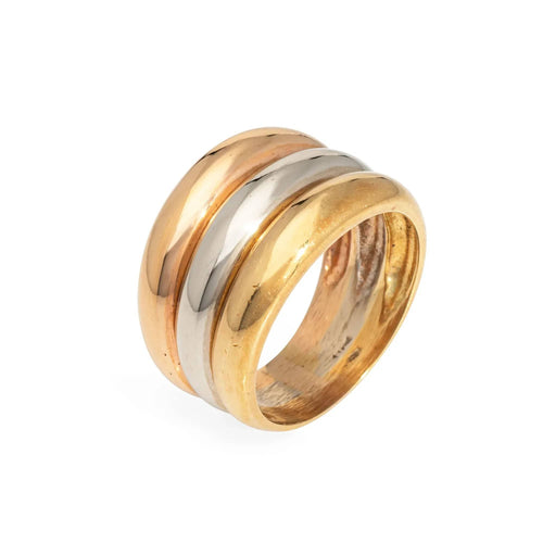 Bague Bague cocktail vintage en or 18 carats, large anneau de cigare, taille 8, striée, bijou de domaine 58 Facettes G13733