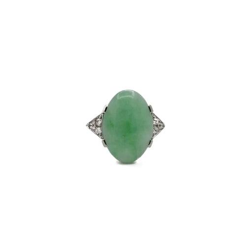 Bague 47 Bague ovale jade, platine, diamants 58 Facettes REF2208-7