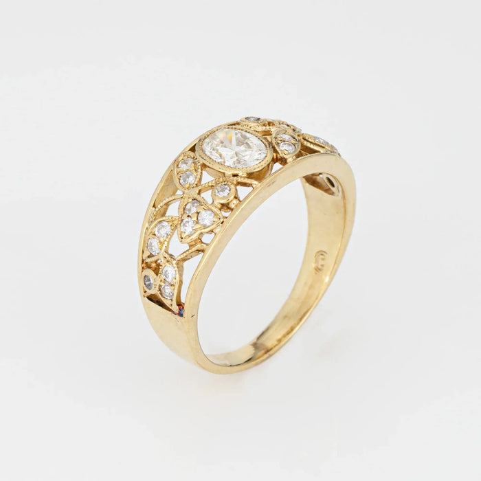 Bague vigne diamant vintage en or jaune