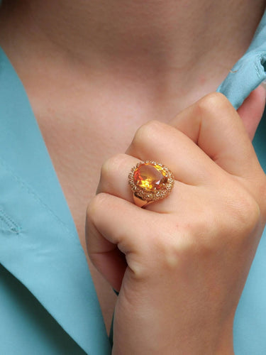 Bague 48 Bague cocktail citrine 5 carats 58 Facettes J380