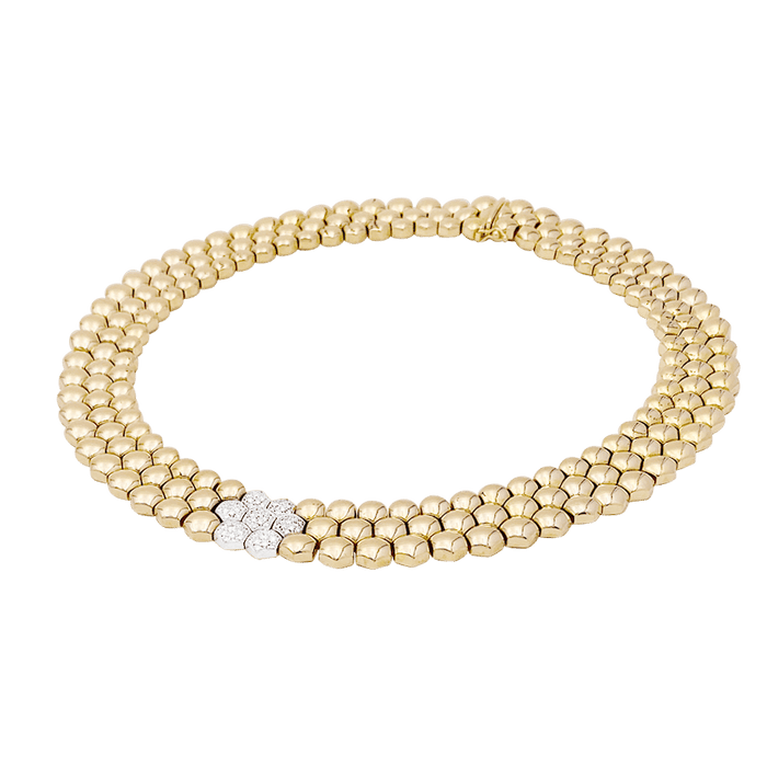 Collier Piaget "Glancy" or jaune, diamants.