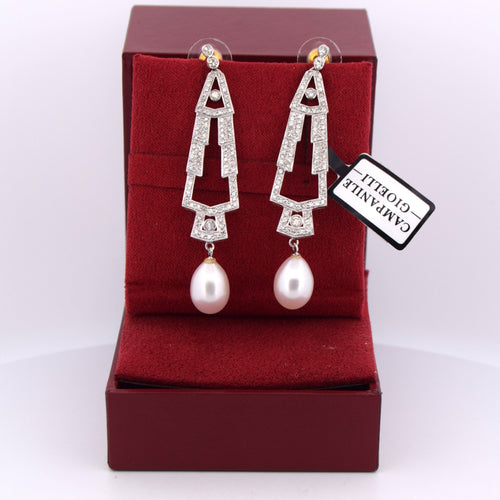 Boucles d'oreilles Boucles d'oreilles Art Déco en or blanc avec perles et diamants 58 Facettes