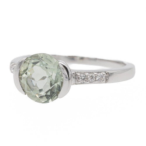 Bague Or blanc Prasiolite, Diamant