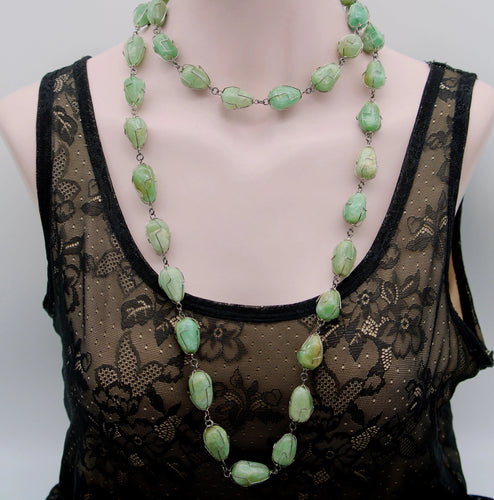 Collier Collier vintage en argent sterling brésilien avec aventurine enroulée 58 Facettes