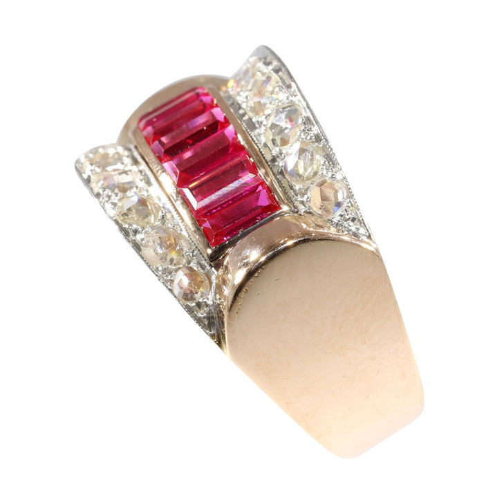 Bague 55 Bague vintage en or, rubis et diamants années 1950 58 Facettes 24247-0015