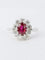 Bague 55 Bague marguerite or blanc rubis ovale diamants 58 Facettes 1023.1