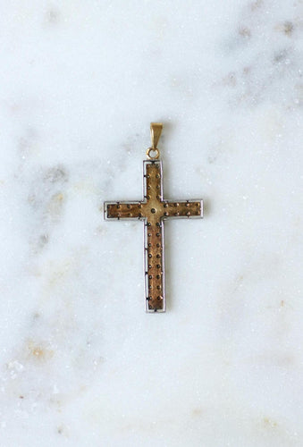 Pendentif Pendentif Croix Art Déco Perles et Diamants 58 Facettes