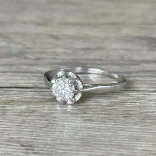 Bague 55 Solitaire or blanc diamant 0.50 carat 58 Facettes 198