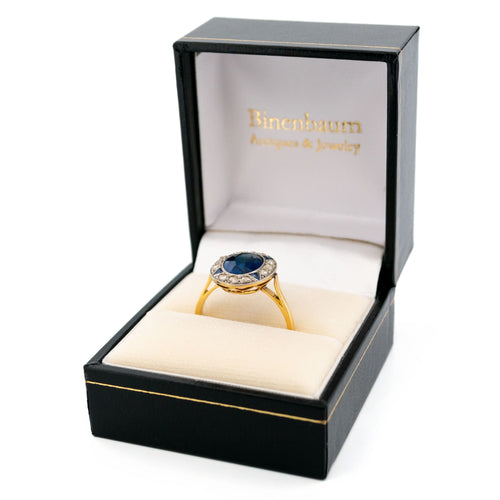 Bague en platine et or jaune, diamant et saphir Verneuil