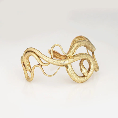 Vintage 4 Snake Cuff Bracelet 18k Yellow Gold Serpent Jewelry Fine Estate 58 Facettes G13695