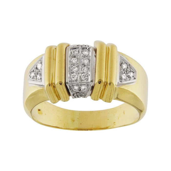 Bague 63.5 Bague en or jaune avec détails en or blanc et diamants 58 Facettes G3607