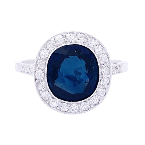 Bague 50 Bague ancienne platine, saphir, diamants. 58 Facettes 33634