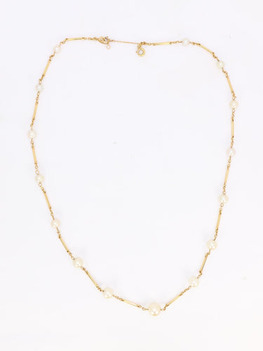 Collier Collier chaine vintage batons or jaune perles 58 Facettes 1095.6