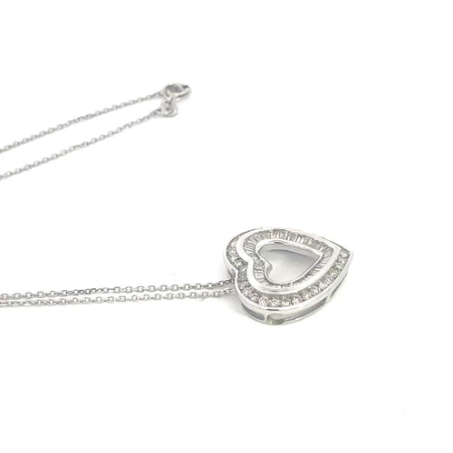 Collier Collier Coeur en Or Blanc et Diamants 58 Facettes UN0058