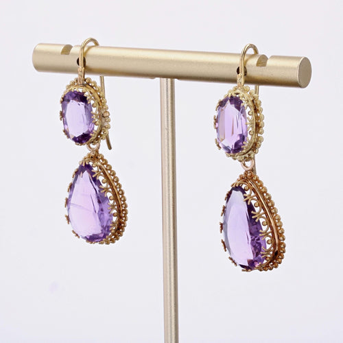 Boucles d'oreilles Pendants d'oreilles ancien or et améthystes 58 Facettes 24-240