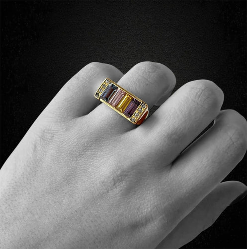 Bague Bague Premier avec pierres multicolores 58 Facettes