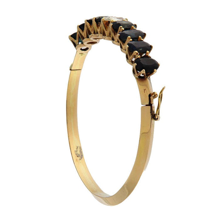 Bracelet Bracelet rigide en or jaune avec diamant taille rosette et saphirs 58 Facettes G3544