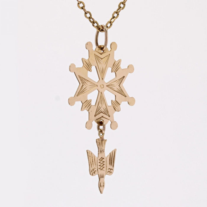 Pendentif Croix huguenote or jaune 58 Facettes CVP143