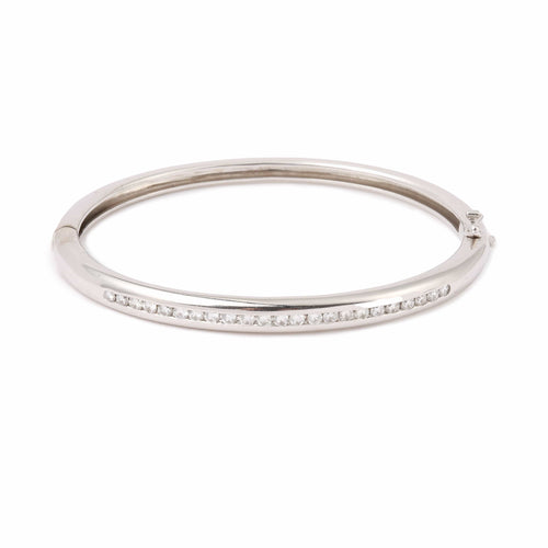 Bracelet Bracelet Jonc en Or Gris et Diamants 58 Facettes BRA108