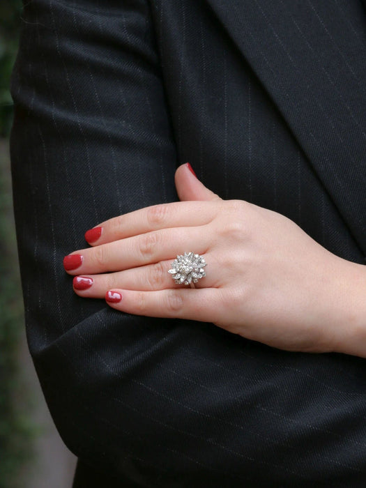 Bague 55 Bague cocktail diamants taille ancienne 3.98 carat 58 Facettes J213