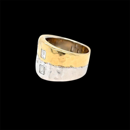 Bague 55 Bague Faraone en or jaune et blanc avec diamants taille émeraude 58 Facettes