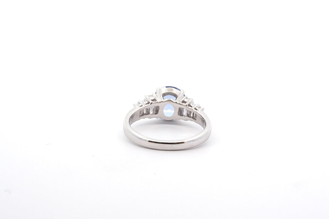 Bague 54 Bague or blanc saphir de ceylan et diamants 58 Facettes 25920-26203