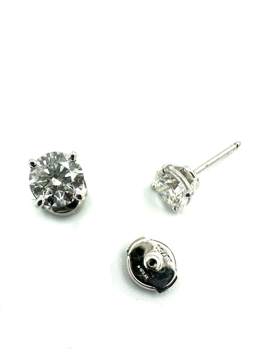 Boucles d'oreilles CARTIER. Puces d'oreille or blanc 18K et diamants 1.20ct (full set) 58 Facettes