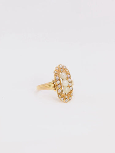 Bague 54 Bague ancienne en or et perles fines 58 Facettes J308