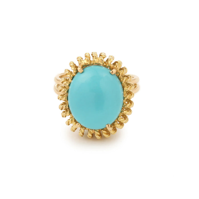 Bague Oursin Vintage cabochon turquoise