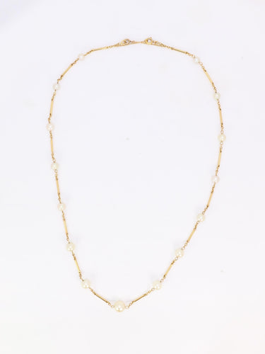 Collier Collier chaine vintage batons or jaune perles 58 Facettes 1095.6