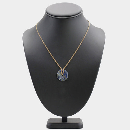 Collier Chaine en or et son disque de lapis lazuli 58 Facettes 08-024